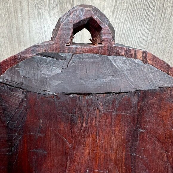 Vintage Wall Hanging Decorative Hand Carved Wood African Tribal Masks Pair Brown - Picture 5 of 13